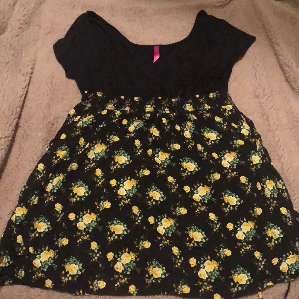 Black and yellow floral dress